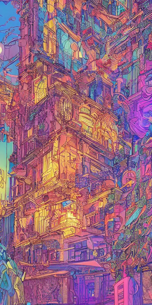 Prompt: the mission in san francisco an ultrafine detailed illustration by james jean, intricate linework, bright colorful colors, behance contest winner, vanitas, angular, altermodern, unreal engine 5 highly rendered, global illumination, radiant light, detailed and intricate environment