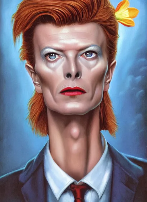 twin peaks poster art, portrait of david bowie | Stable Diffusion | OpenArt