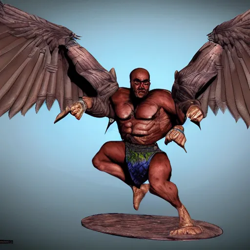 Prompt: muscular buzzard man fantasy character art