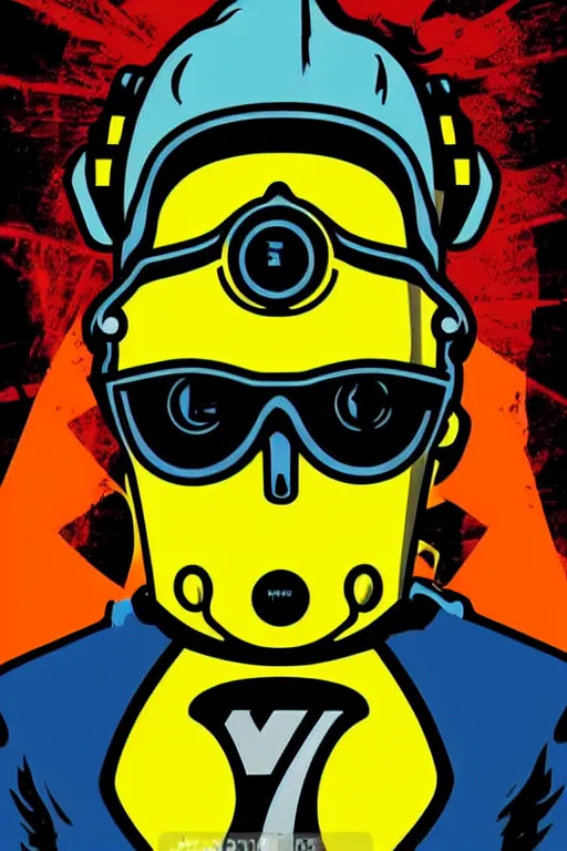 Image similar to fallout 7 6 retro futurist illustration art by butcher billy, sticker, colorful, illustration, highly detailed, simple, smooth and clean vector curves, no jagged lines, vector art, smooth andy warhol style