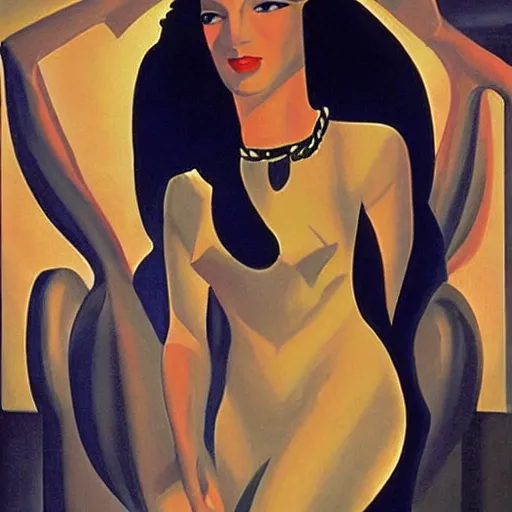 Image similar to art deco scenic, old movie, highly detailed, photorealistic, by tamara lempicka