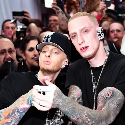 Prompt: eminem and mgk selfie