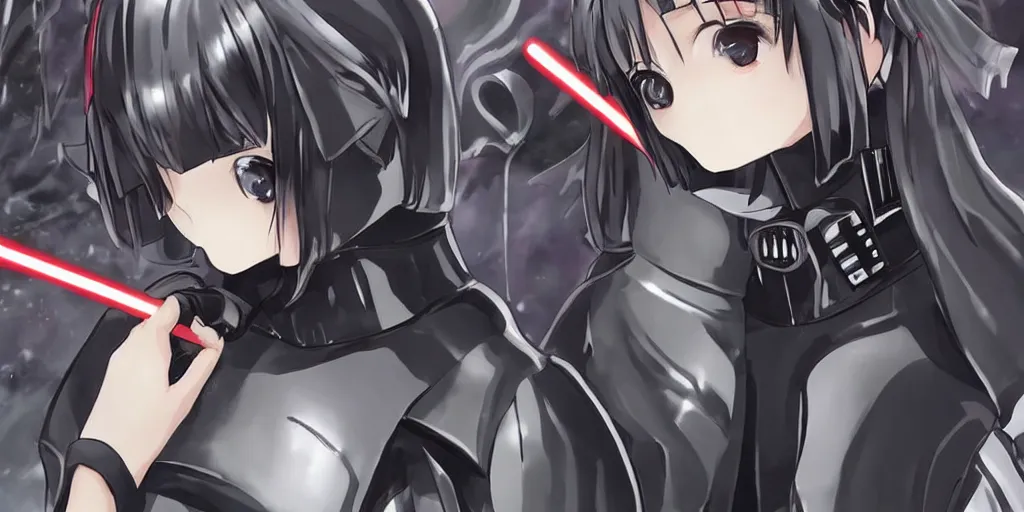 Prompt: darth vader anime girl