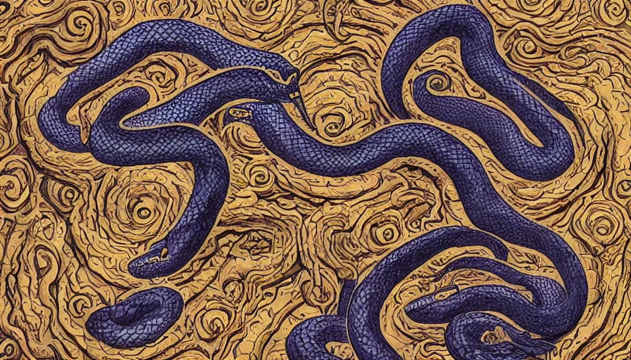 Image similar to a snake god in a fantasy dreamlike setting