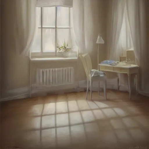 Image similar to cream - colored studio, vanilla - colored lighting, soft golden light, marble room, marble slabs, bare room, empty room, studio room, art room, window to night time, night time, warm lighting inside, art by artgerm