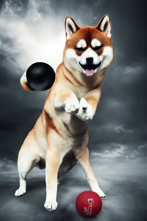 Image similar to 📷 shiba inu wielding baseaball bat, canine photography, dramatic shot, very detailed, 4 k ✨