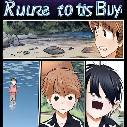 Image similar to an pure visual hq manga showing a boy going to fish for the first time