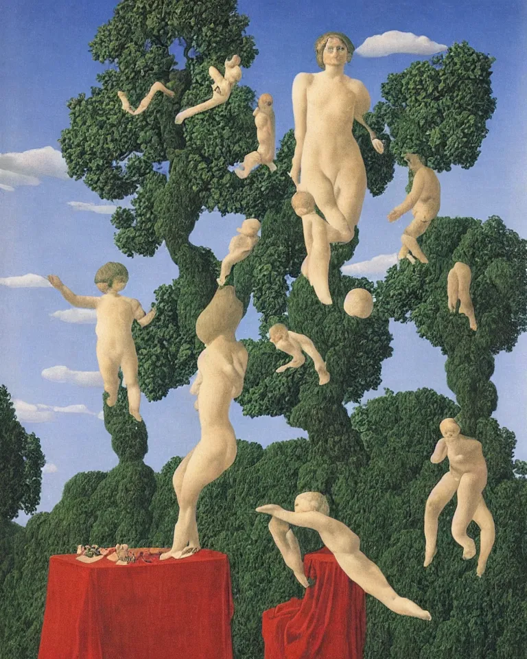 Prompt: an enchanting fractured tableau by Rene Magritte and Giovanni Paolo Panini.