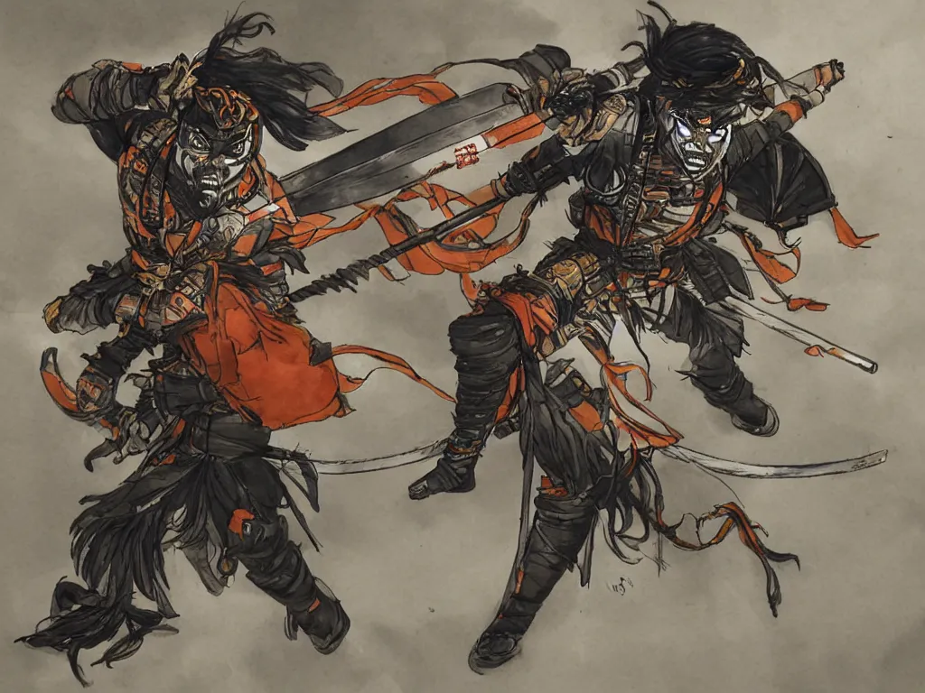 Prompt: echo tiger samurai