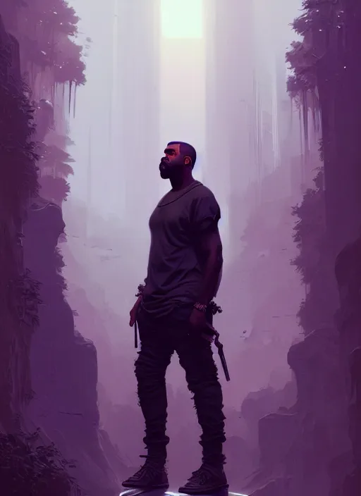 Image similar to highly detailed portrait kanye west posing gta v stephen bliss unreal engine fantasy art by greg rutkowski loish rhads ferdinand knab makoto shinkai lois van baarle ilya kuvshinov rossdraws tom bagshaw global illumination radiant light detailed intricate environment