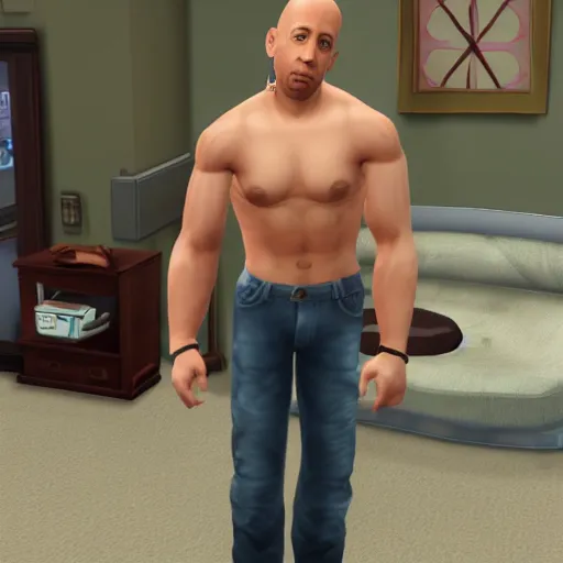 Image similar to vin diesel as a sims character