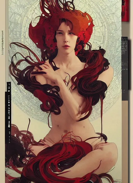 Image similar to symmetry! portrait of sandman, red spike aura in motion, floating pieces, painted art by tsuyoshi nagano, greg rutkowski, artgerm, alphonse mucha, spike painting