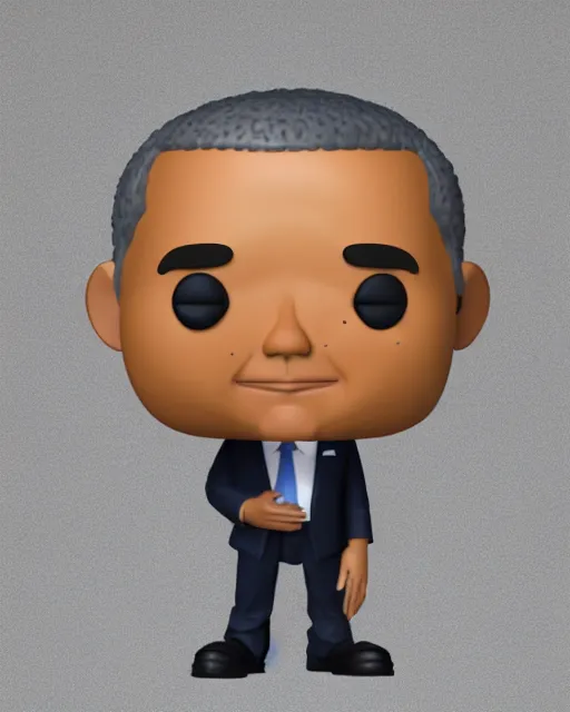 Image similar to full body 3d render of barack obama as a funko pop, studio lighting, white background, blender, trending on artstation, 8k, highly detailed