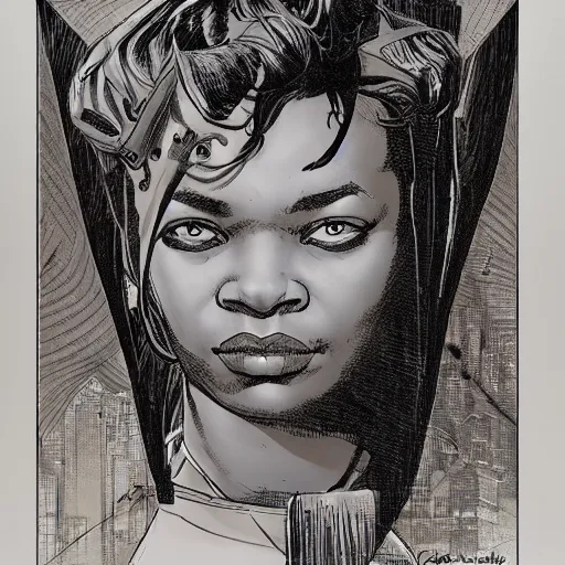 Image similar to selina igwe from apex legends by ed fairburn, joseph clement coll, franklin booth