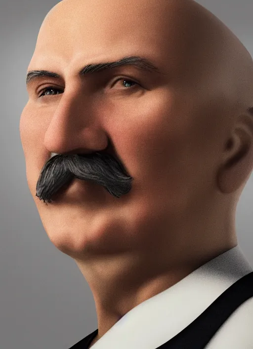 Image similar to digital portrait of a cooking chief looking like alexander lukashenko, photo realism