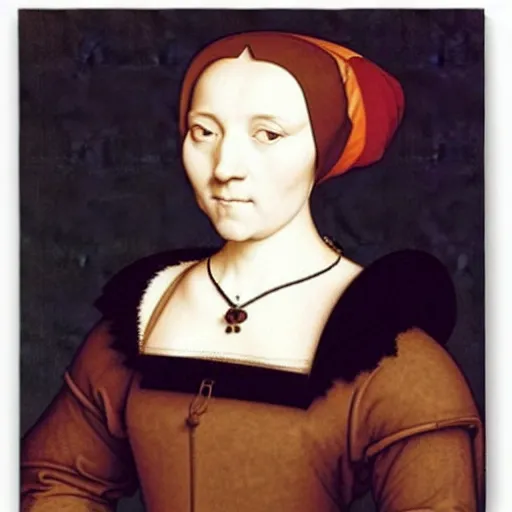 Prompt: skudy of a pretty young woman. by hans holbein the younger.