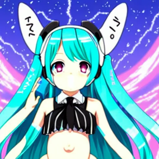 Image similar to hatsune miku pregnant with triplets at 4 0 weeks, baby movings in belly, anime art, trending on pixiv