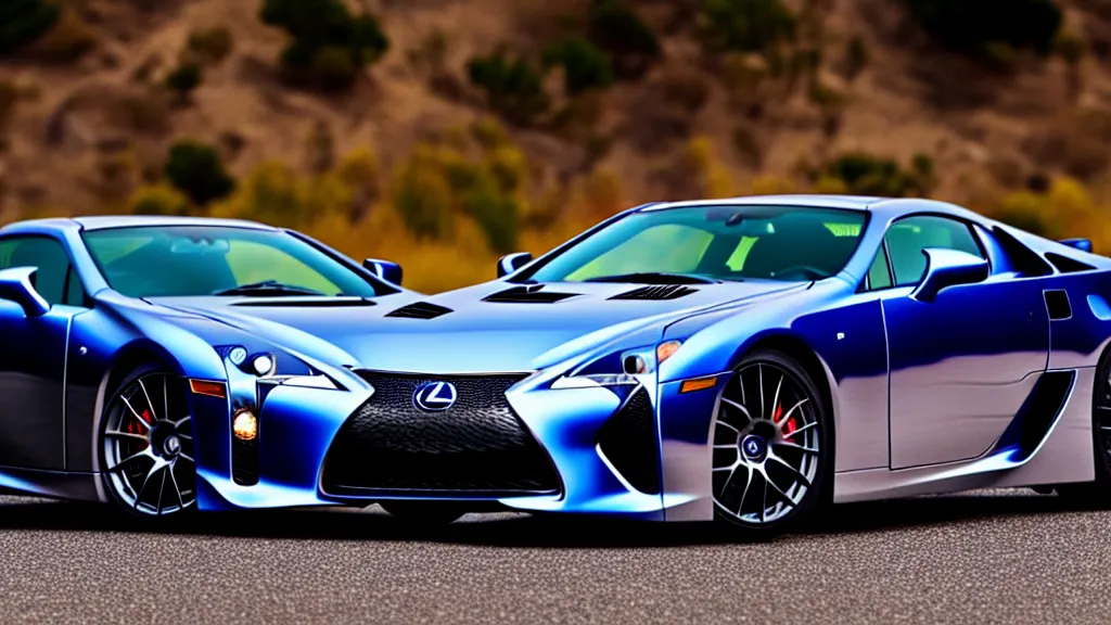 Image similar to a three quarter shot of a lexus lfa, 4k, hyper realistic, car photography