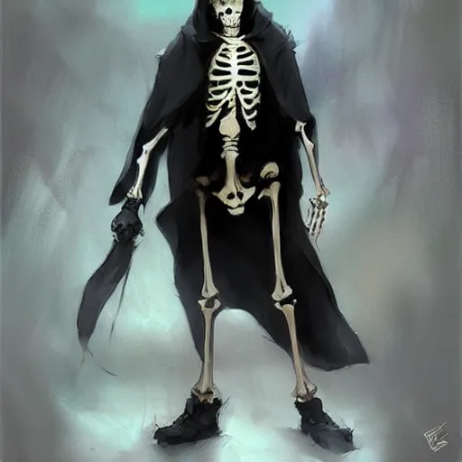 Image similar to a skeleton in black cloak by Krenz Cushart
