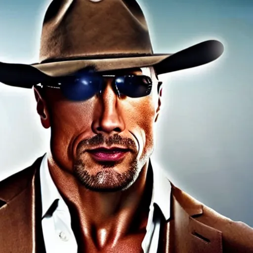 Image similar to Dwayne Johnson as cowboy