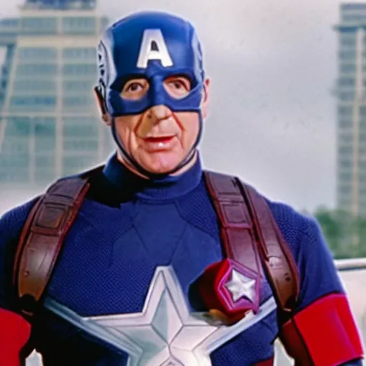 Image similar to Leslie Nielsen as captain america