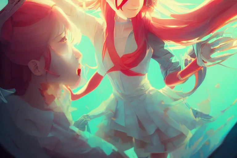 Prompt: hatsune miku, glorious, in the style of artgerm and charlie bowater and atey ghailan and mike mignola, epic lighting, vibrant colors and hard shadows and strong rim light, very coherent, comic cover art, plain background, trending on artstation