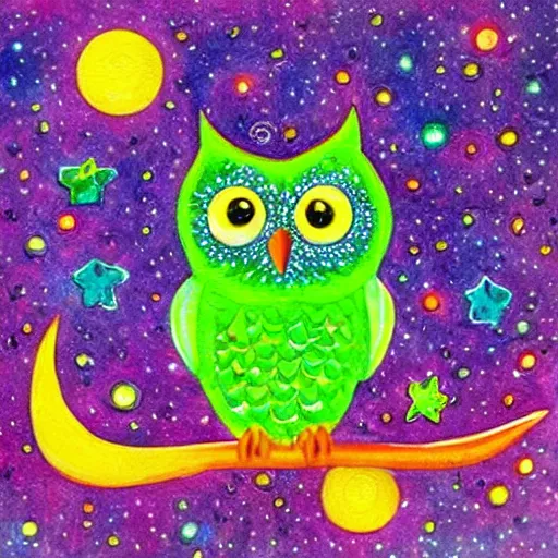 Image similar to rainbow cosmic cute owl