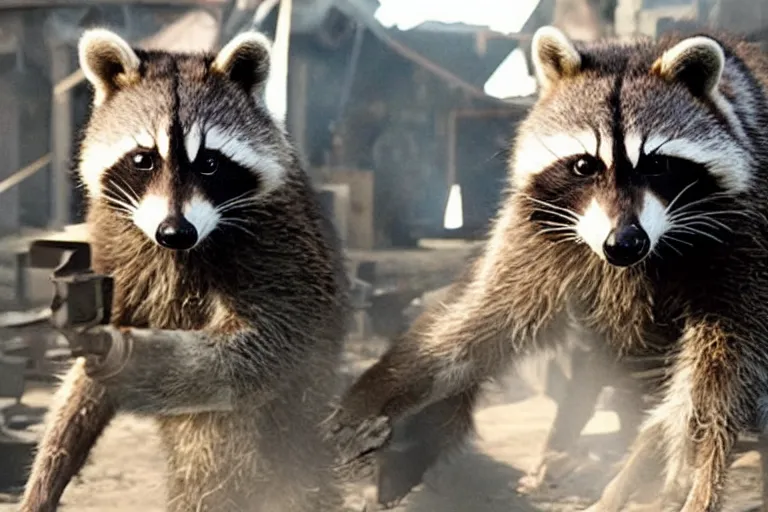 Prompt: mcu rocket racoon in a still of the movie district 9 ( 2 0 0 9 )