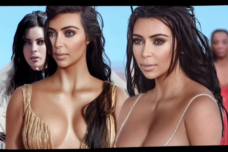 Image similar to princess of mars but with kim kardashian, cinematic 8 k movie still