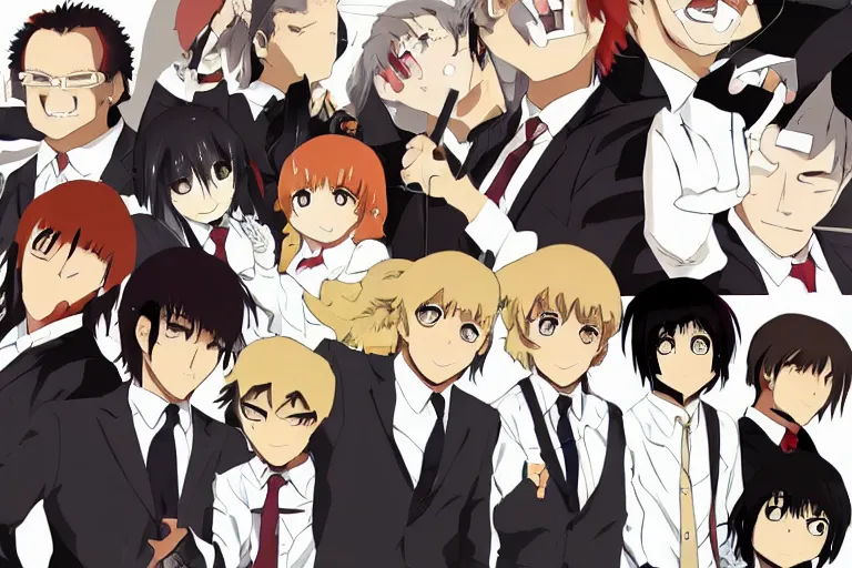 Prompt: reservoir dogs, nichijou girls, anime