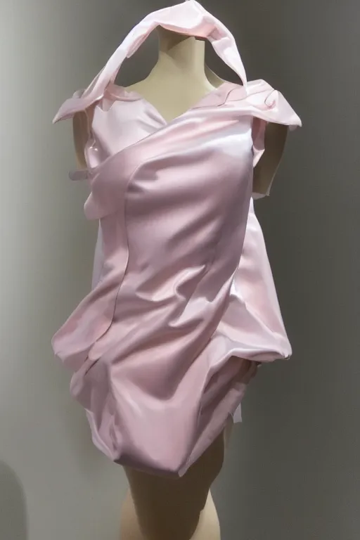 Image similar to A mannequin wearing a softpink,satinmodulation, satin clothing