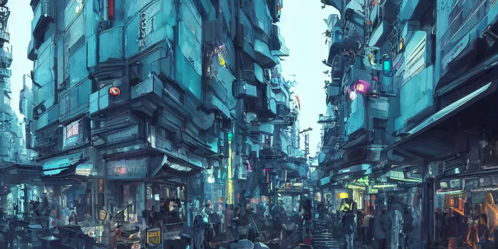 Image similar to a utopian futuristic cyberpunk paris street, trending on artstation.