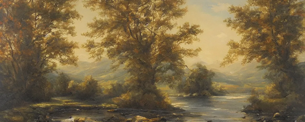 Image similar to a beautiful landscape painting by John Marshall Gamble