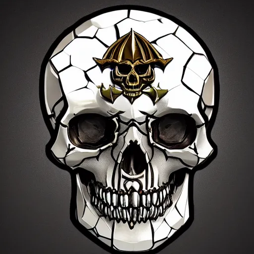 Image similar to ornate diamond skull, style of sea of thieves, detailed, beautiful lighting, high quality, artstation