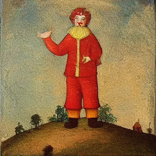 Image similar to 1 3 th century oil painting of ronald mcdonald castle