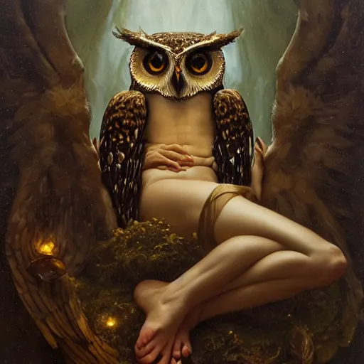 Image similar to highly detailed oil painting | very intricate | cinematic lighting | award - winning | wall mosaic of owls of nightmare relief | by roberto ferri, by tom bagshaw, by j. c. leyendecker and klimt, american romanticism, by austin osman spare, artstation, cgsociety, official art, octane