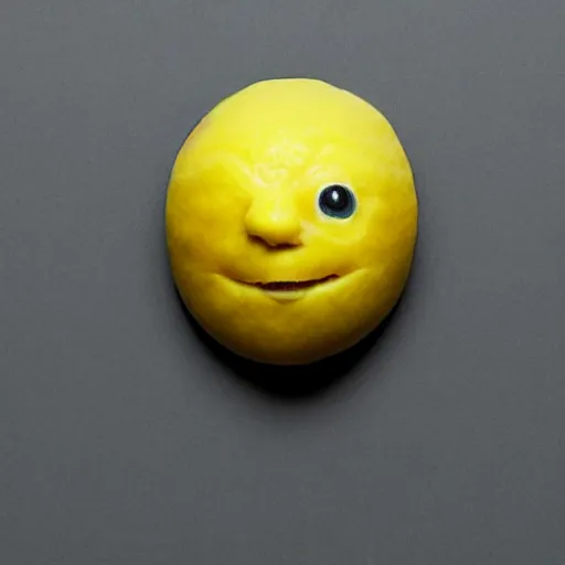 Image similar to a lemon in the shape of mark zuckerbergs head