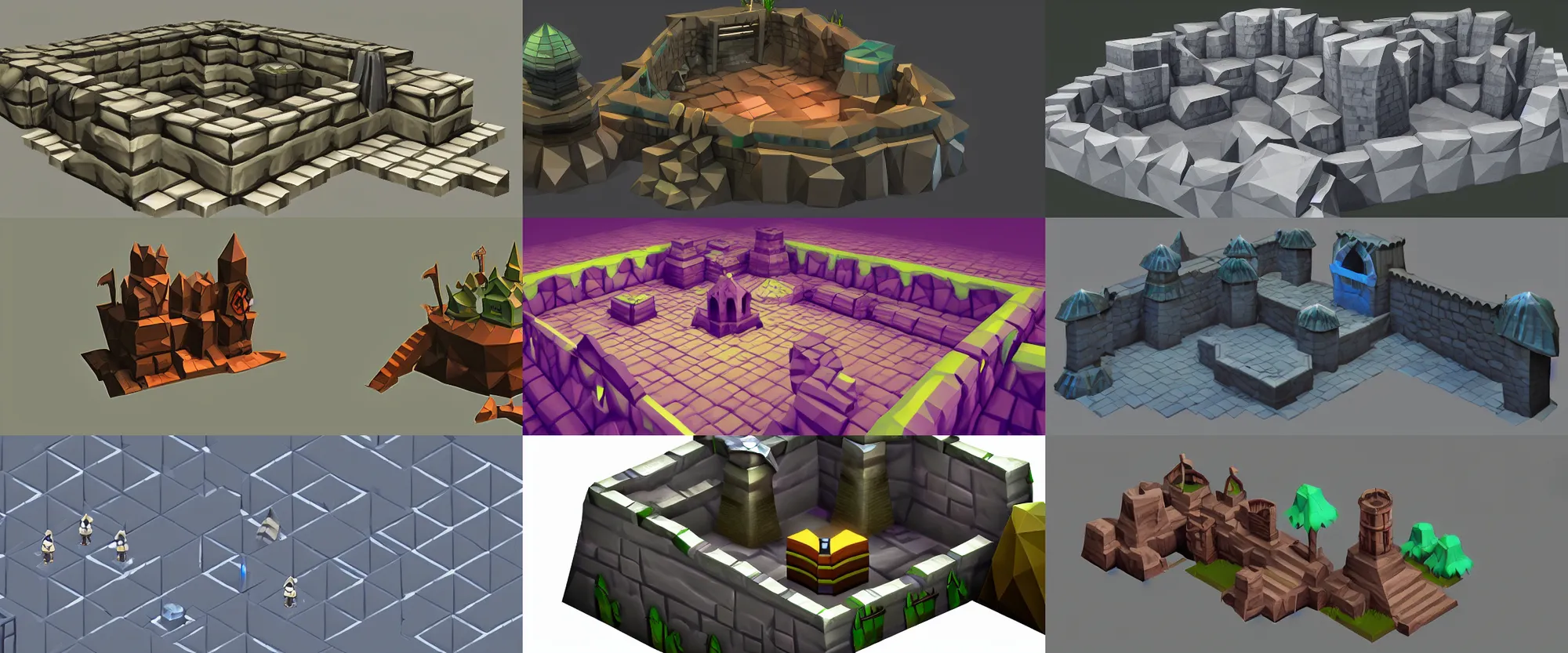 Prompt: low poly dungeon