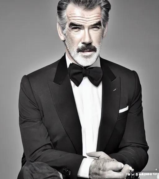 Image similar to a man who is a genetic combination of sean connery, pierce brosnan, warren beatty, and james dean, face and shoulders focus