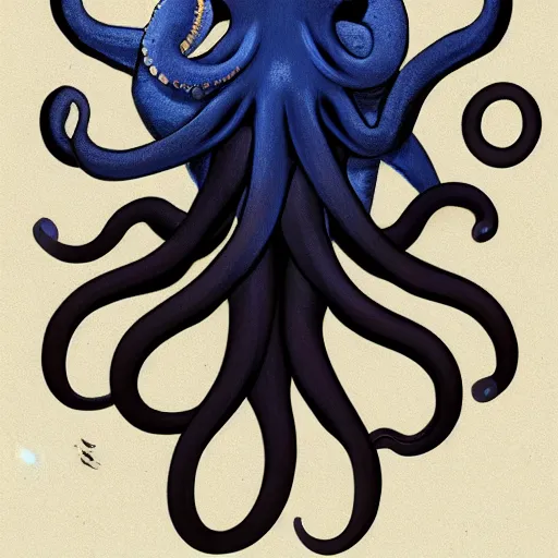 Prompt: octopus logo painting by tim biskup, matte background, digital painting, minimal, trending on artstation