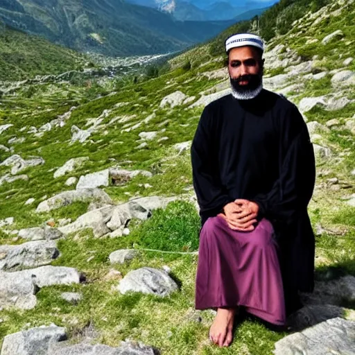 Image similar to a glorified muslim, over the mountains