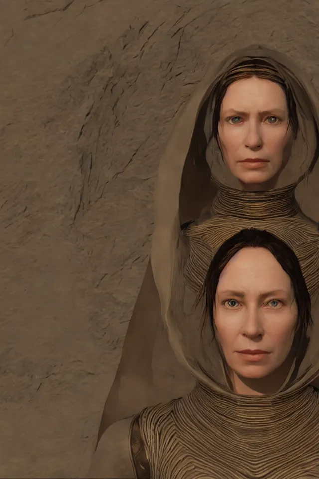 Image similar to a portrait addison rae as a bene gesserit of dune, highly detailed, hyperrealistic, 8 k, unreal engine