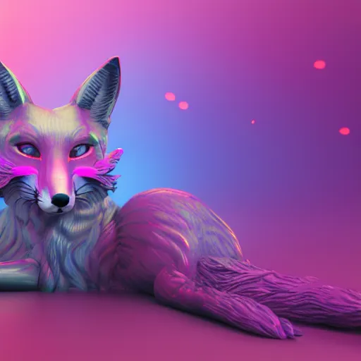 Image similar to synthwave fox, digital art, 3 d render, oktane, post - processing