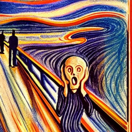 Prompt: the munch scream on a beach during a thunderstorm