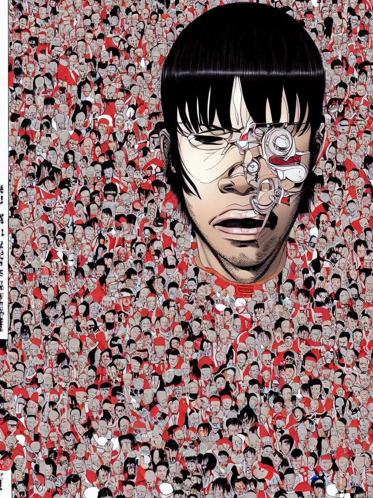 Image similar to portrait of Frank Ocean, manga, guro art, by Shintaro Kago