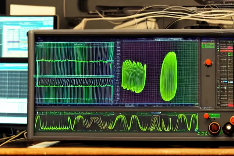 Image similar to an oscilloscope shaking a sound wave, wiggling a weasel, a stoat sinusoid spectacle : the wiggle and the wave