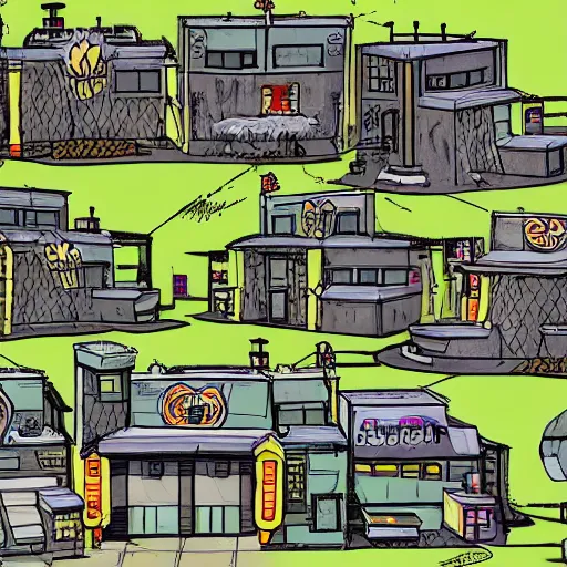 Image similar to nuketown 2 0 2 5 in the art style as nekroxiii,