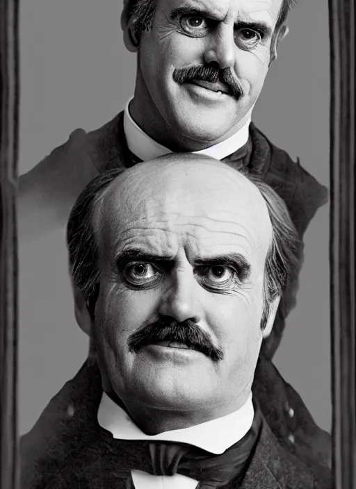 Prompt: john cleese as a victorian politician, smiling, male, victorian, detailed face, highly detailed, cinematic lighting, photograph by elliott & fry