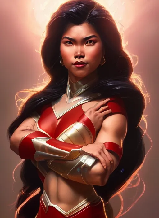 Prompt: portrait of darna filipina superhero, intricate, elegant, highly detailed, ray tracing, digital painting, artstation, concept art, smooth, sharp focus, illustration, art by artgerm and greg rutkowski and alphonse mucha, 8 k