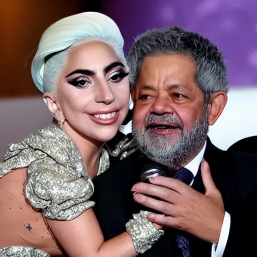 Prompt: an image of Lady Gaga and Lula President